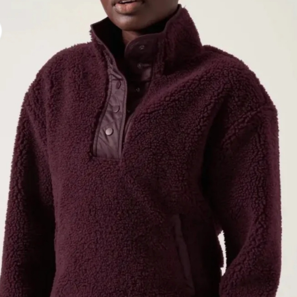 Athleta Plush Sherpa Pullover in Deep Plum